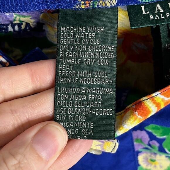 Lauren Ralph Lauren Women's VTG Capri Pants Size 8 Floral Print Wide Leg Blue - Picture 7 of 7